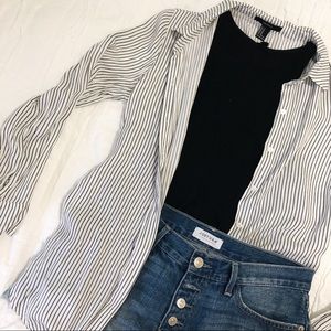 stripped button down
